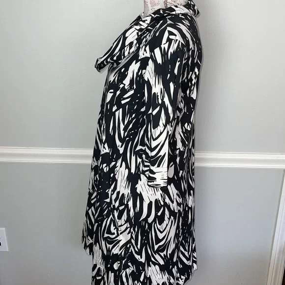 Shoulder Black White Print Cowl Neck Dress 38 - Picture 3 of 7